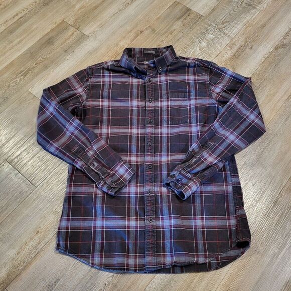 Eddie Bauer Slim Fit Button Up Heavy Weight Flannel Shirt Mens Size Tall Large - Picture 1 of 7